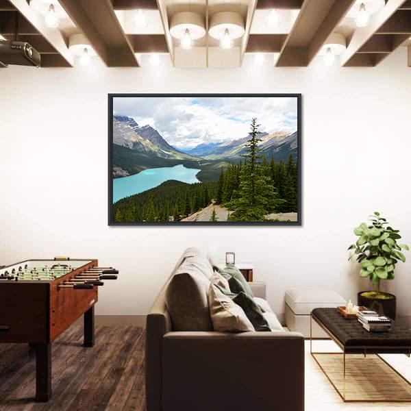 Peyto Lake Canada Panoramic Canvas Wall Art-1 Piece-36" x 12"-Tiaracle