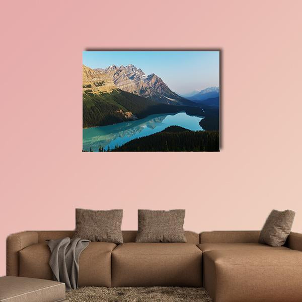 Peyto Lake, Banff National Park Canvas Wall Art in gray, green and blue, single panel hung on a wall