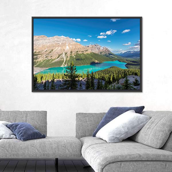 Peyto Lake in Banff National Park Panoramic Canvas Wall Art-1 Piece-36" x 12"-Tiaracle