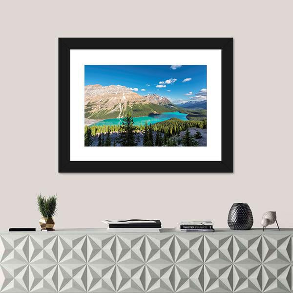 Peyto Lake in Banff National Park Panoramic Canvas Wall Art-1 Piece-36" x 12"-Tiaracle