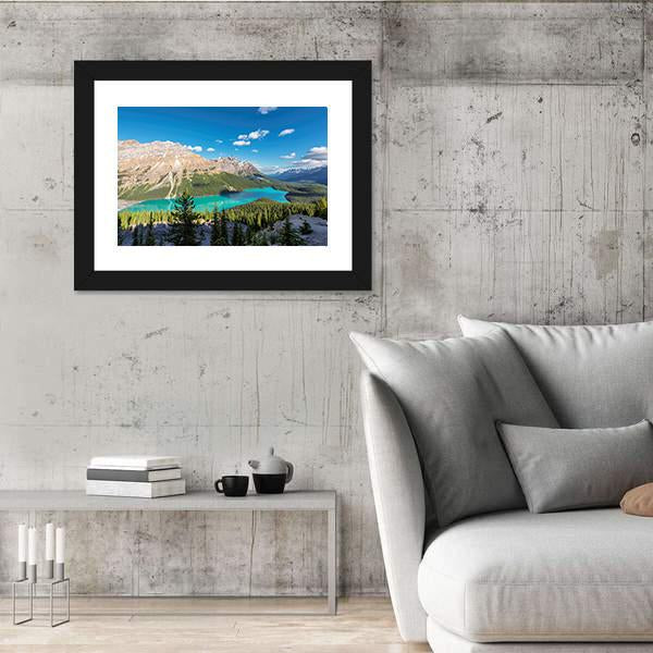 Peyto Lake in Banff National Park Panoramic Canvas Wall Art-1 Piece-36" x 12"-Tiaracle