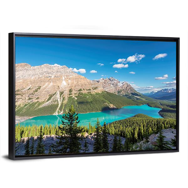 Peyto Lake in Banff National Park Panoramic Canvas Wall Art-1 Piece-36" x 12"-Tiaracle