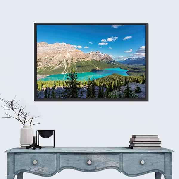 Peyto Lake in Banff National Park Panoramic Canvas Wall Art-1 Piece-36" x 12"-Tiaracle