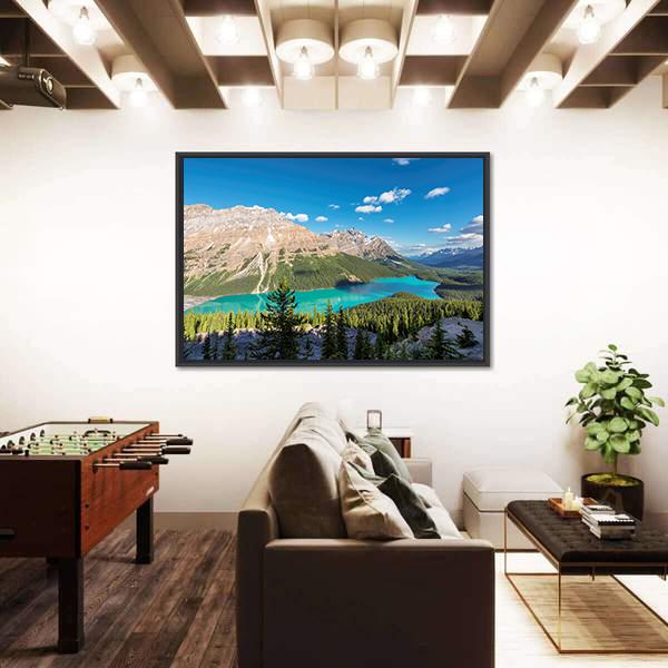 Peyto Lake in Banff National Park Panoramic Canvas Wall Art-1 Piece-36" x 12"-Tiaracle