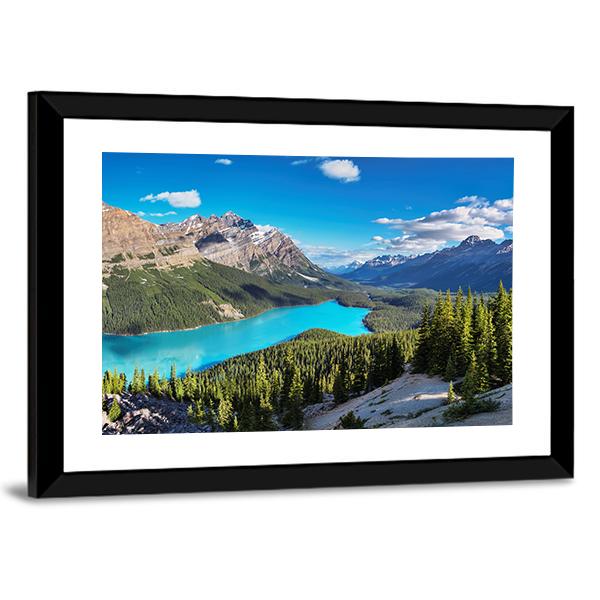 Peyto Lake In Rocky Mountains Of Canada Panoramic Canvas Wall Art-1 Piece-36" x 12"-Tiaracle