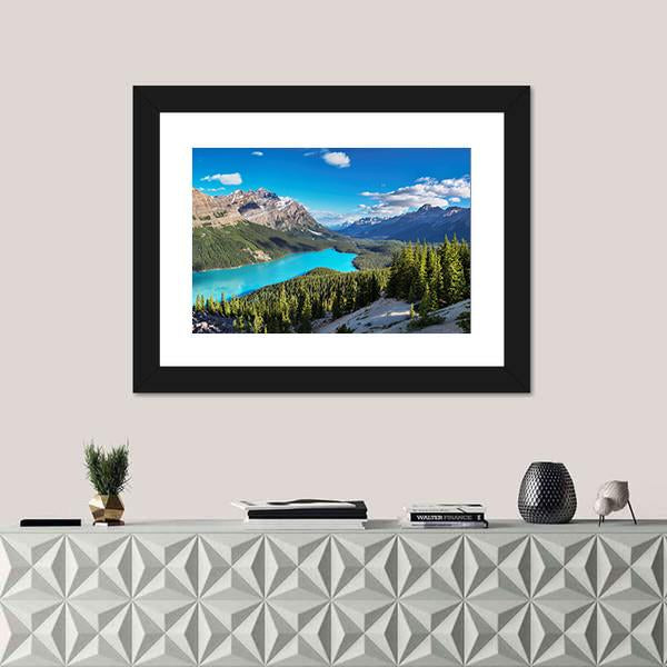 Peyto Lake In Rocky Mountains Of Canada Panoramic Canvas Wall Art-1 Piece-36" x 12"-Tiaracle