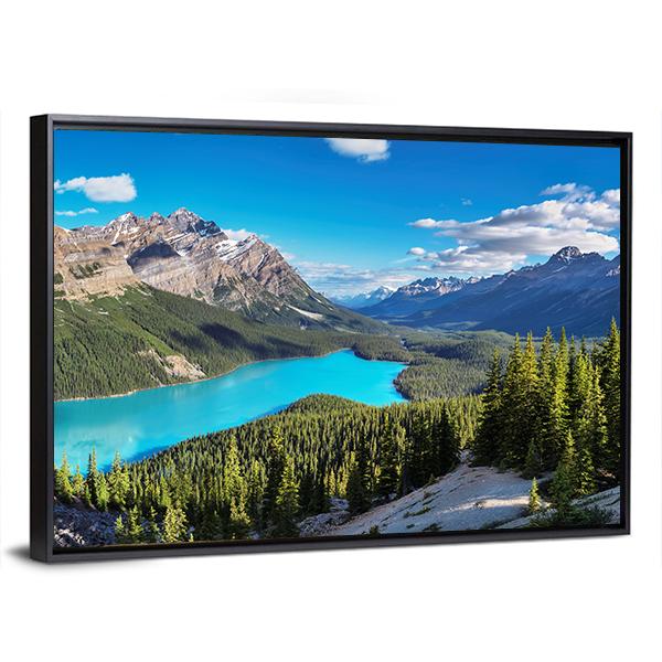 Peyto Lake In Rocky Mountains Of Canada Panoramic Canvas Wall Art-1 Piece-36" x 12"-Tiaracle