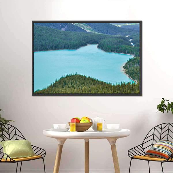 Peyto Lake Canvas Wall Art-1 Piece-Floating Frame-24" x 16"-Tiaracle