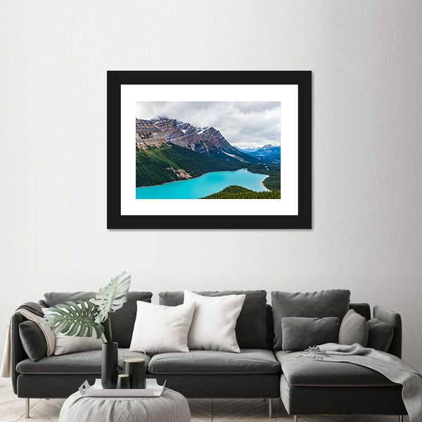 Peyto Lake of Banff National Park in Canada Canvas Wall Art-1 Piece-Framed Print-20" x 16"-Tiaracle