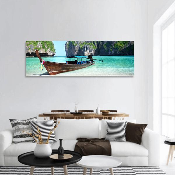 Phi Phi Island And Maya Bay Panoramic Canvas Wall Art-3 Piece-25" x 08"-Tiaracle