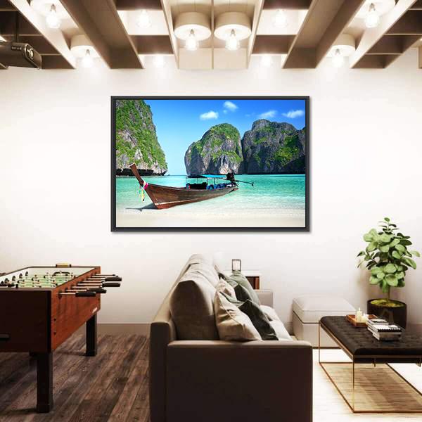 Phi Phi Island Maya bay Canvas Wall Art-3 Horizontal-Gallery Wrap-25&quot; x 16&quot;-Tiaracle