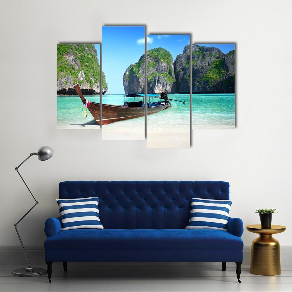 Phi Phi Island Maya bay Canvas Wall Art-4 Pop-Gallery Wrap-50&quot; x 32&quot;-Tiaracle