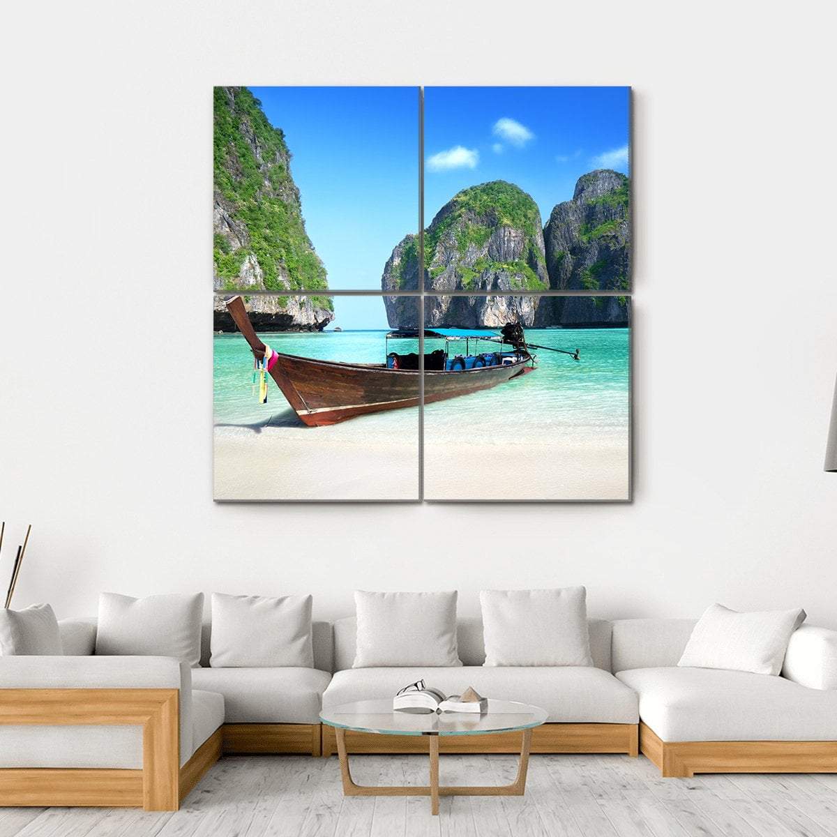 Phi Phi Island Maya Bay Canvas Wall Art-4 Square-Gallery Wrap-17" x 17"-Tiaracle