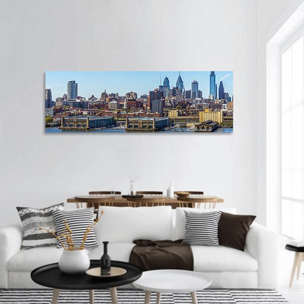 Philadelphia Cityscape Panoramic Canvas Wall Art-1 Piece-36" x 12"-Tiaracle