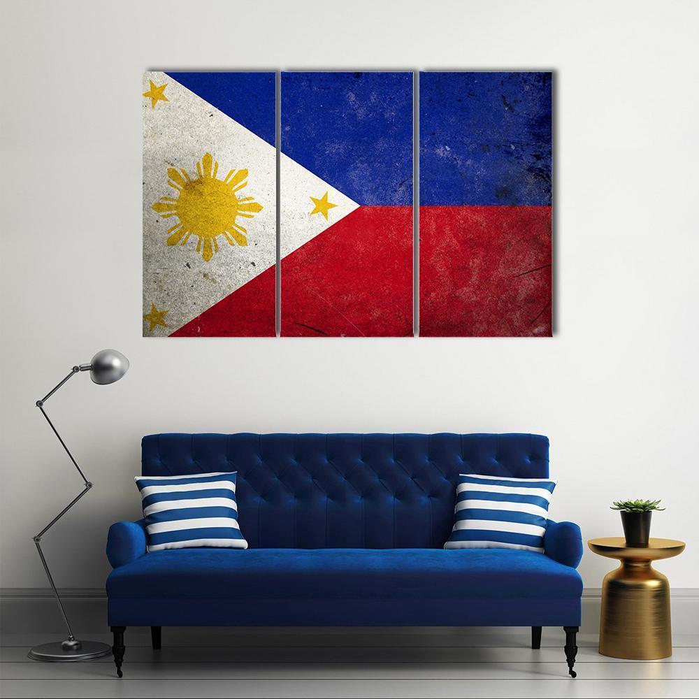Philippines Flag Canvas Wall Art-5 Star-Gallery Wrap-62" x 32"-Tiaracle