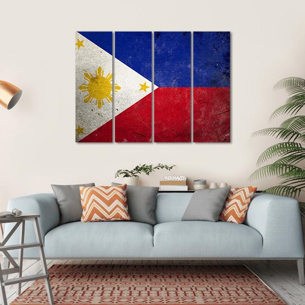 Philippines Flag Canvas Wall Art-4 Horizontal-Gallery Wrap-34" x 24"-Tiaracle