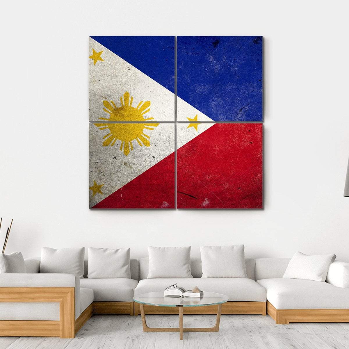 Philippines Flag Canvas Wall Art-4 Square-Gallery Wrap-17" x 17"-Tiaracle
