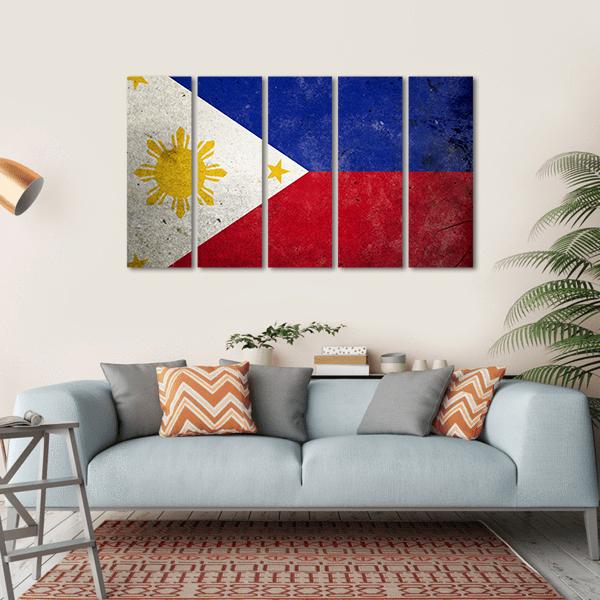 Philippines Flag Canvas Wall Art-5 Horizontal-Gallery Wrap-22" x 12"-Tiaracle