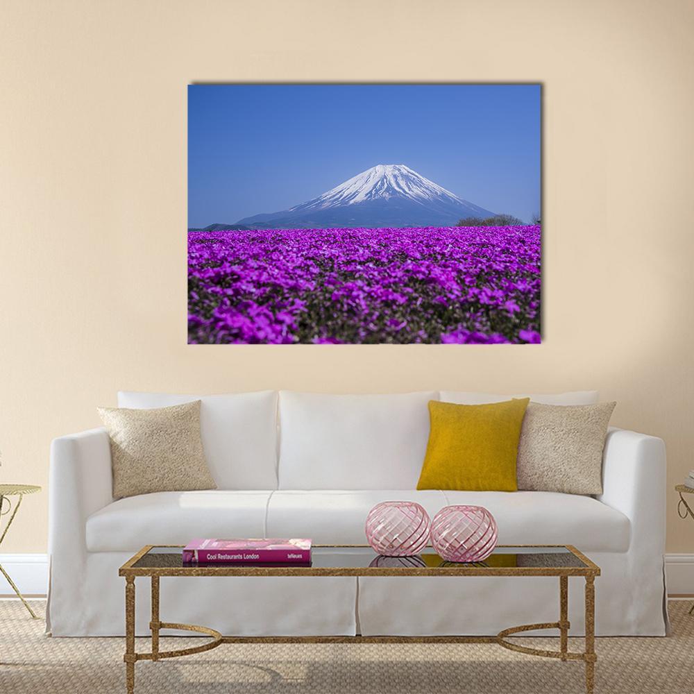 Mount Fuji In Spring Canvas Wall Art-5 Star-Gallery Wrap-62" x 32"-Tiaracle