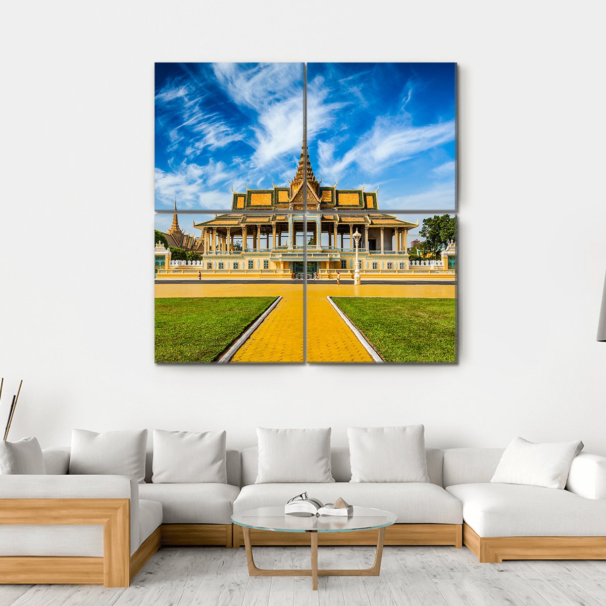 Phnom Penh Royal Palace Complex In Cambodia Canvas Wall Art-4 Square-Gallery Wrap-17" x 17"-Tiaracle