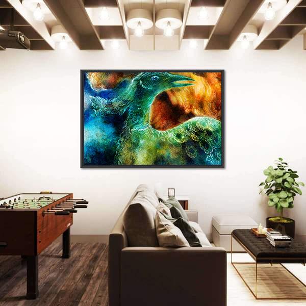 Phoenix Bird Collage Canvas Wall Art-1 Piece-Floating Frame-24" x 16"-Tiaracle