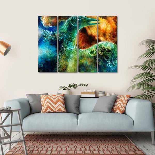 Phoenix Bird Collage Canvas Wall Art-4 Horizontal-Gallery Wrap-34" x 24"-Tiaracle