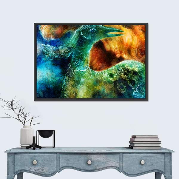Phoenix Bird Collage Canvas Wall Art-5 Horizontal-Gallery Wrap-22" x 12"-Tiaracle