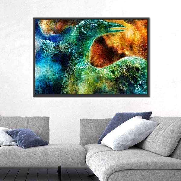 Phoenix Bird Collage Canvas Wall Art-5 Horizontal-Gallery Wrap-22" x 12"-Tiaracle