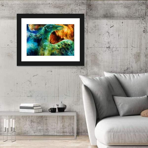 Phoenix Bird Collage Canvas Wall Art-5 Horizontal-Gallery Wrap-22" x 12"-Tiaracle