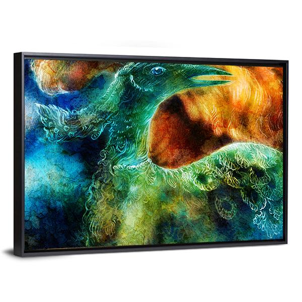 Phoenix Bird Collage Canvas Wall Art-5 Horizontal-Gallery Wrap-22" x 12"-Tiaracle
