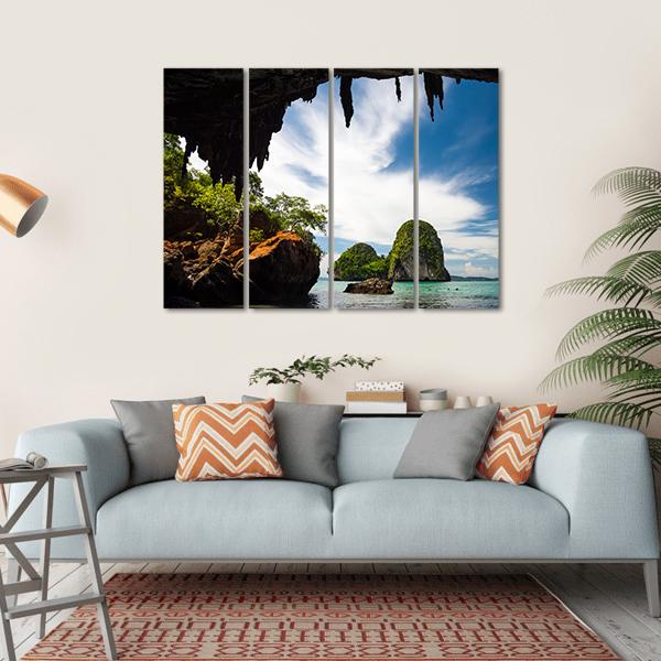 Phra Nang Cave Beach Canvas Wall Art-4 Horizontal-Gallery Wrap-34" x 24"-Tiaracle