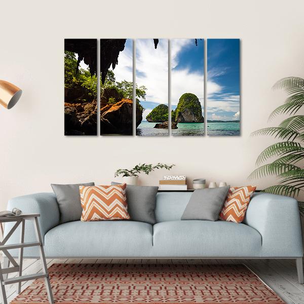 Phra Nang Cave Beach Canvas Wall Art-5 Horizontal-Gallery Wrap-22" x 12"-Tiaracle