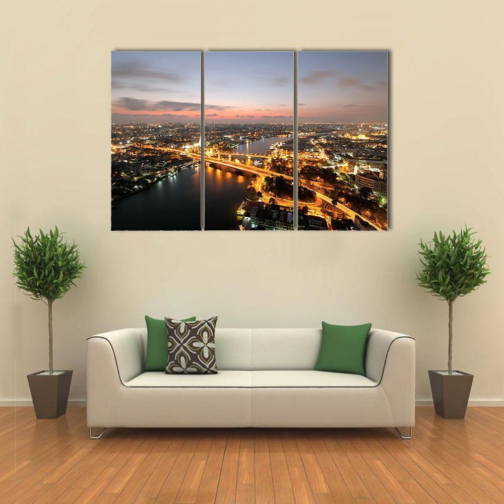 Memorial Bridge Of Thailand Canvas Wall Art-3 Horizontal-Gallery Wrap-37" x 24"-Tiaracle
