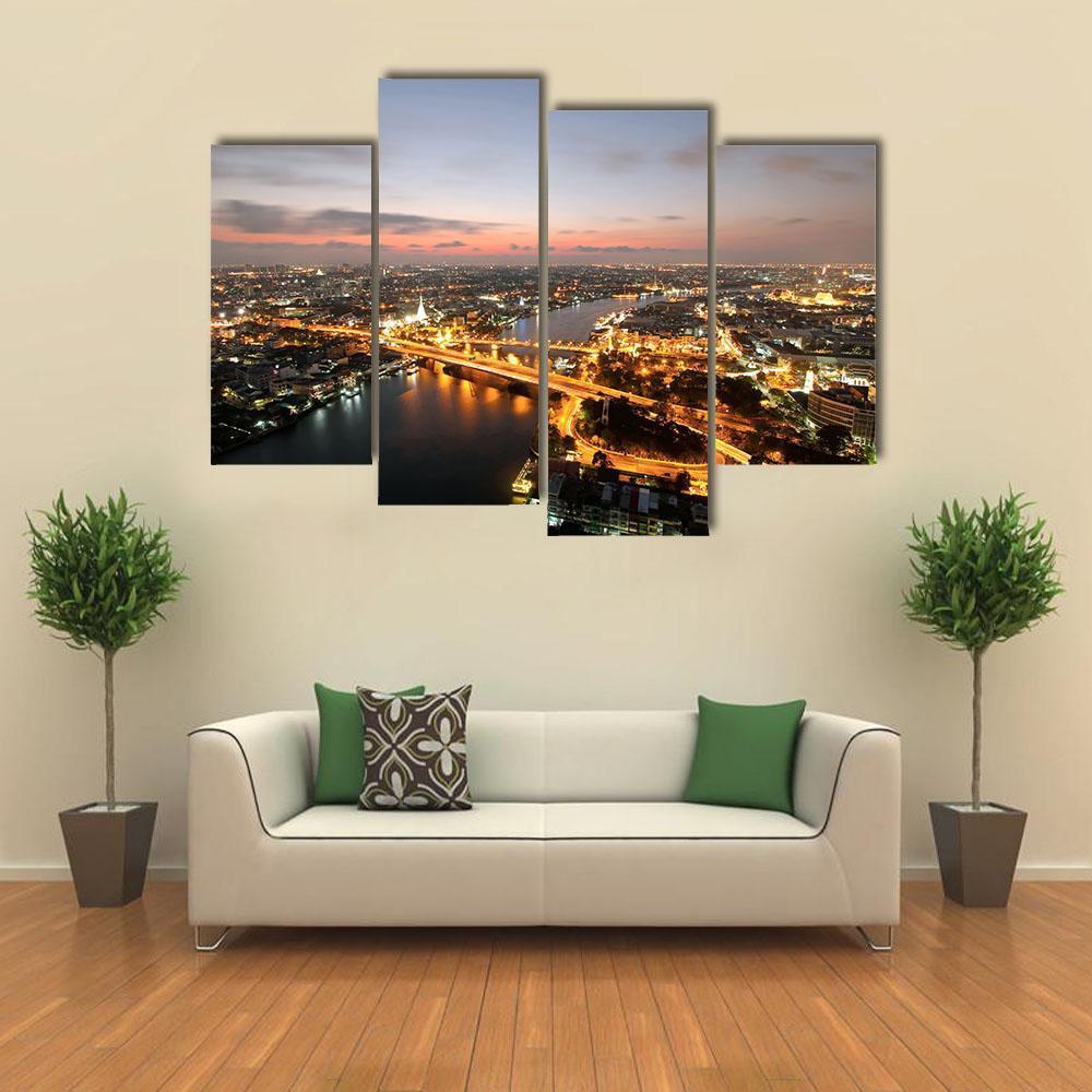 Memorial Bridge Of Thailand Canvas Wall Art-4 Pop-Gallery Wrap-50" x 32"-Tiaracle