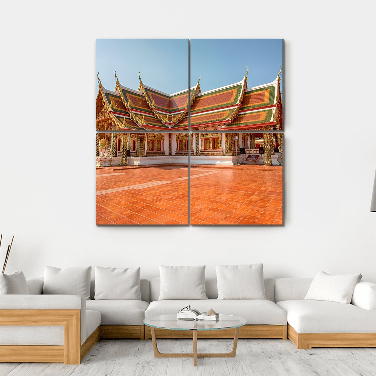 Phra That Choeng Chum Temple Canvas Wall Art-4 Square-Gallery Wrap-17" x 17"-Tiaracle