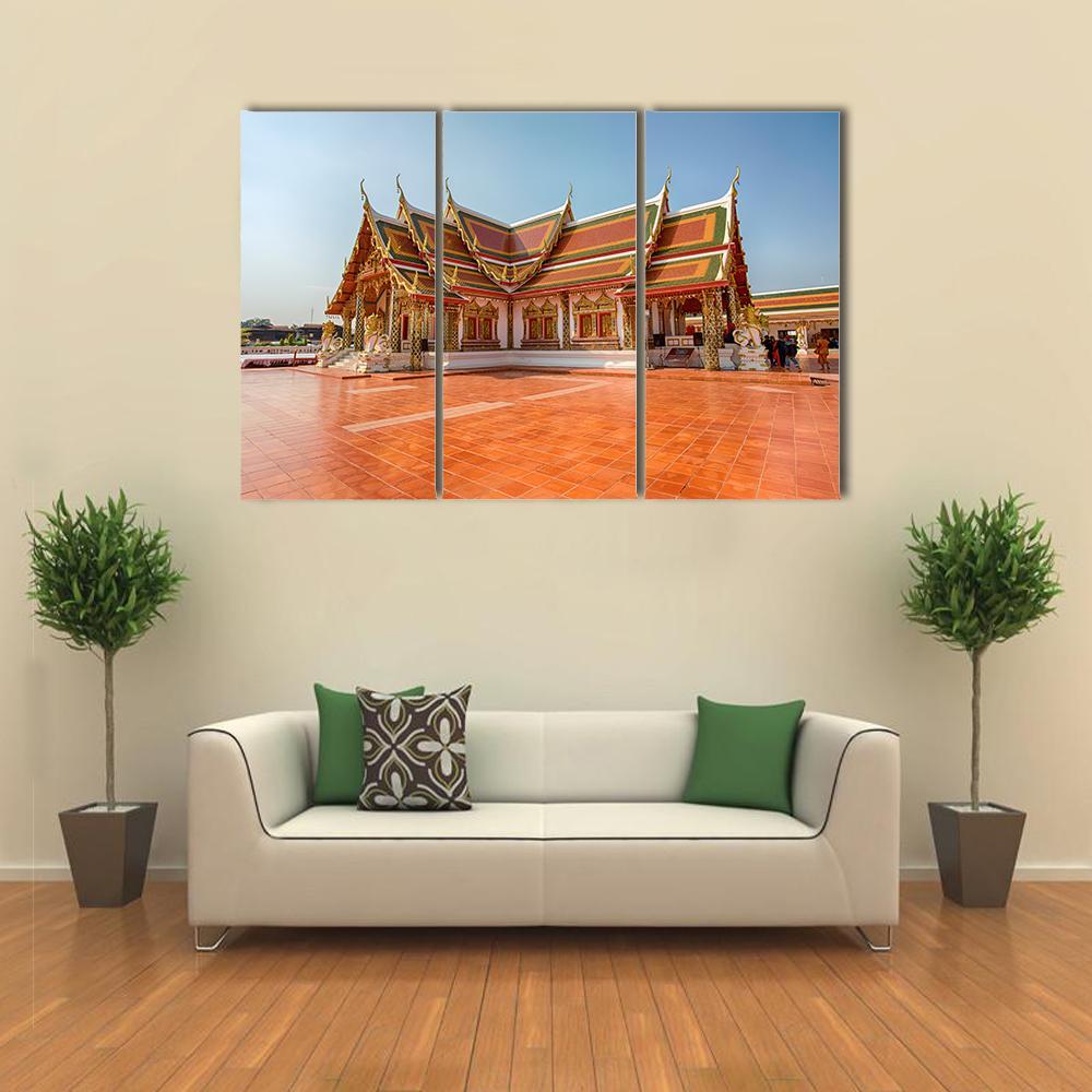 Phra That Choeng Chum Temple Canvas Wall Art-3 Horizontal-Gallery Wrap-37" x 24"-Tiaracle