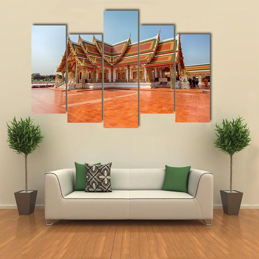 Phra That Choeng Chum Temple Canvas Wall Art-5 Pop-Gallery Wrap-47" x 32"-Tiaracle