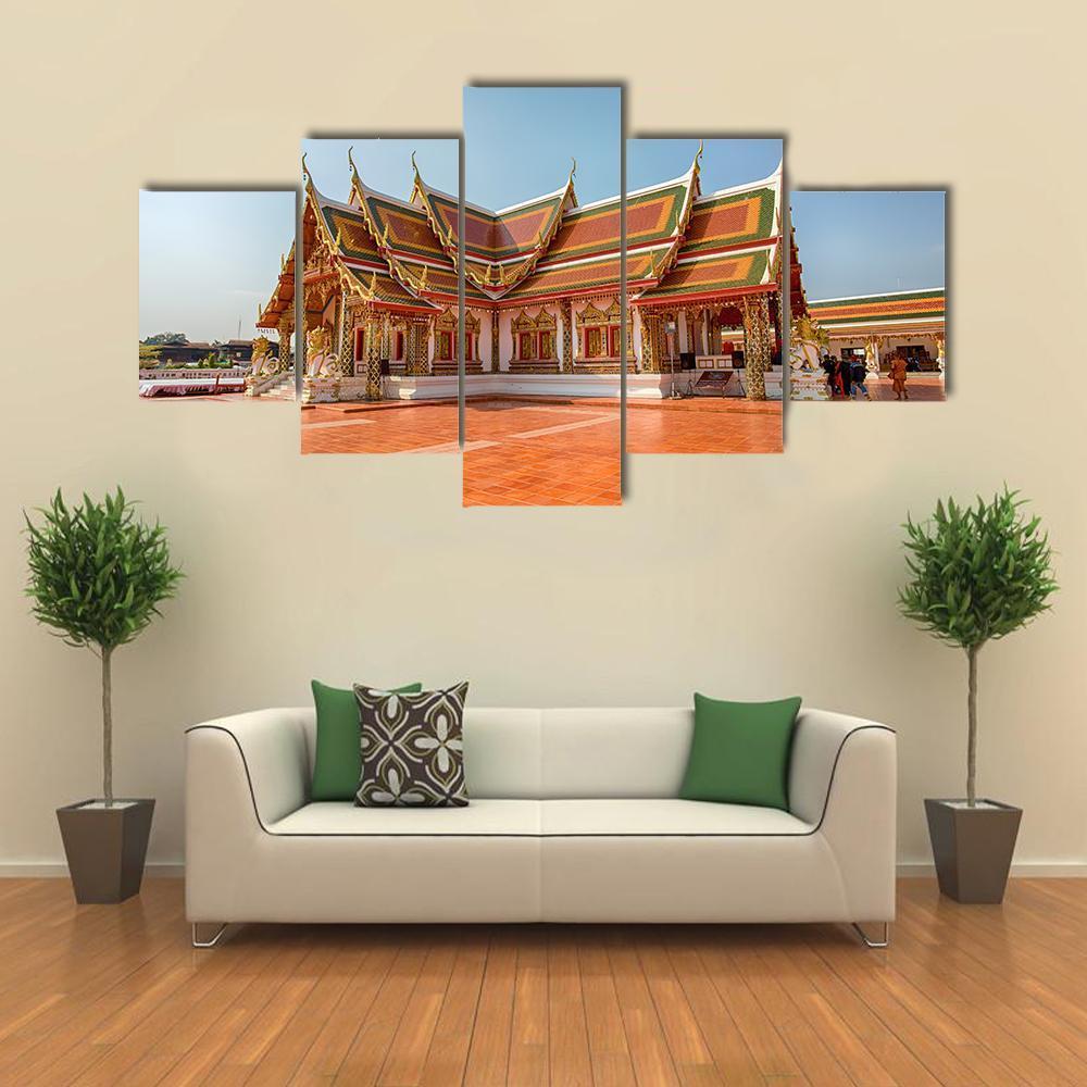 Phra That Choeng Chum Temple Canvas Wall Art-4 Pop-Gallery Wrap-50" x 32"-Tiaracle