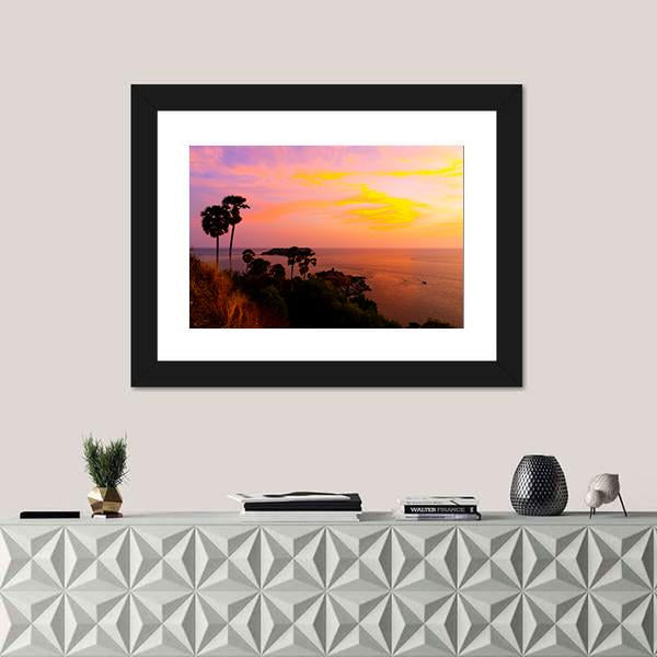 Phromthep Cape View Point Canvas Wall Art-1 Piece-Framed Print-20" x 16"-Tiaracle