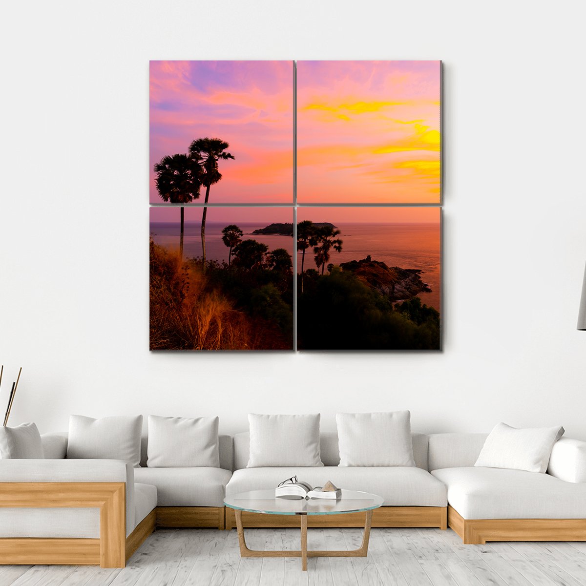 Phromthep Cape View Point Canvas Wall Art-4 Square-Gallery Wrap-17" x 17"-Tiaracle