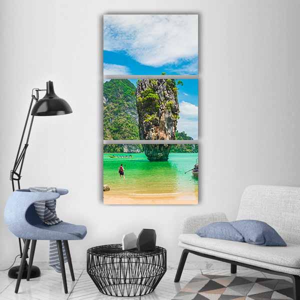 Phuket Island In Thailand Vertical Canvas Wall Art-3 Vertical-Gallery Wrap-12" x 25"-Tiaracle