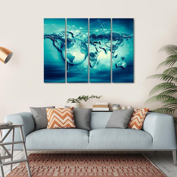 Physical World Map Canvas Wall Art-4 Horizontal-Gallery Wrap-34" x 24"-Tiaracle