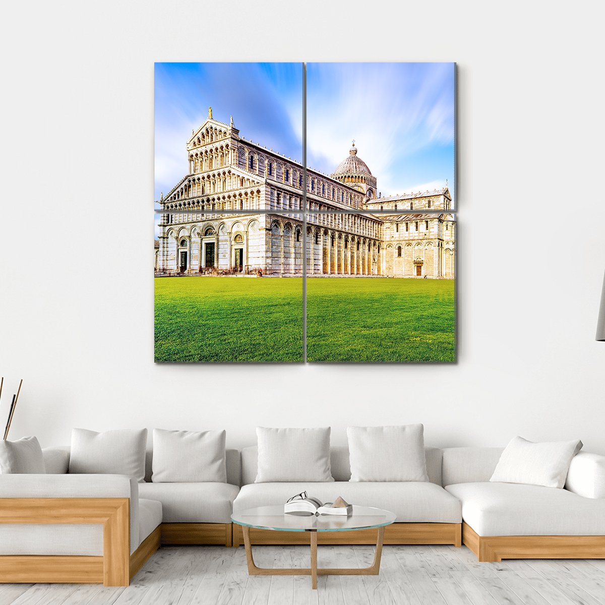 Piazza dei Miracoli Complex With The Leaning Tower Of Pisa Canvas Wall Art-4 Square-Gallery Wrap-17" x 17"-Tiaracle