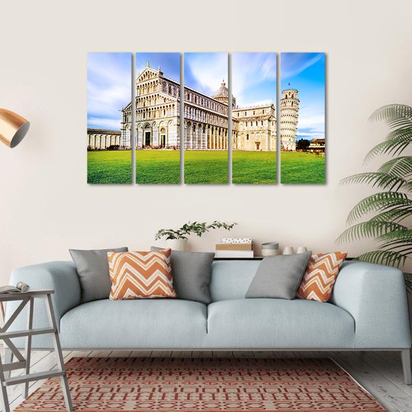 Piazza dei Miracoli Complex With The Leaning Tower Of Pisa Canvas Wall Art-5 Horizontal-Gallery Wrap-22" x 12"-Tiaracle