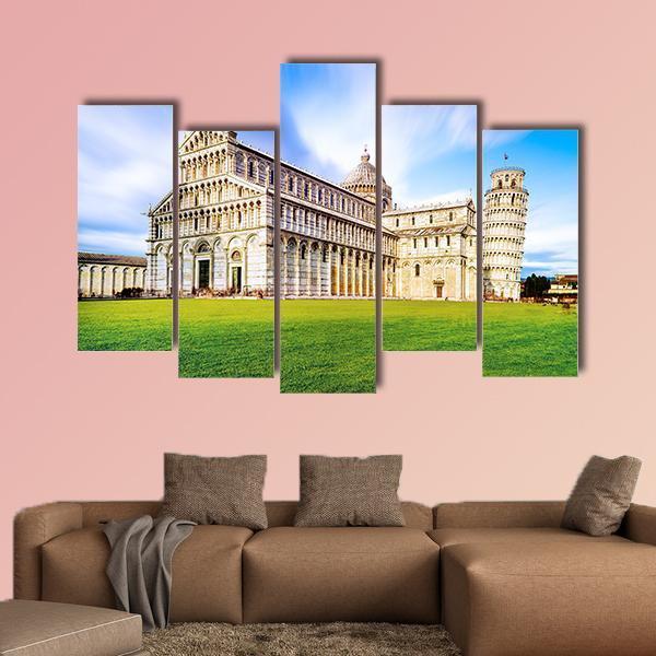 Piazza dei Miracoli Complex With Tower Of Pisa Canvas Wall Art-5 Pop-Gallery Wrap-47" x 32"-Tiaracle