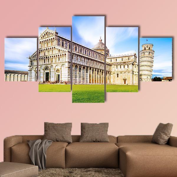 Piazza dei Miracoli Complex With Tower Of Pisa Canvas Wall Art-5 Star-Gallery Wrap-62" x 32"-Tiaracle