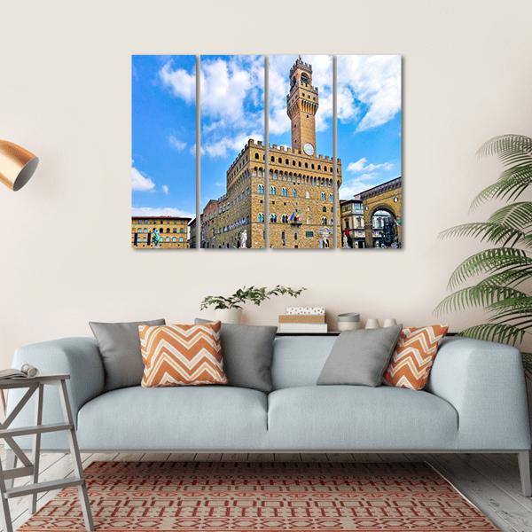 Piazza Della Signoria Canvas Wall Art-4 Horizontal-Gallery Wrap-34" x 24"-Tiaracle