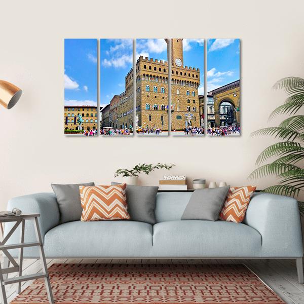 Piazza Della Signoria Canvas Wall Art-5 Horizontal-Gallery Wrap-22" x 12"-Tiaracle