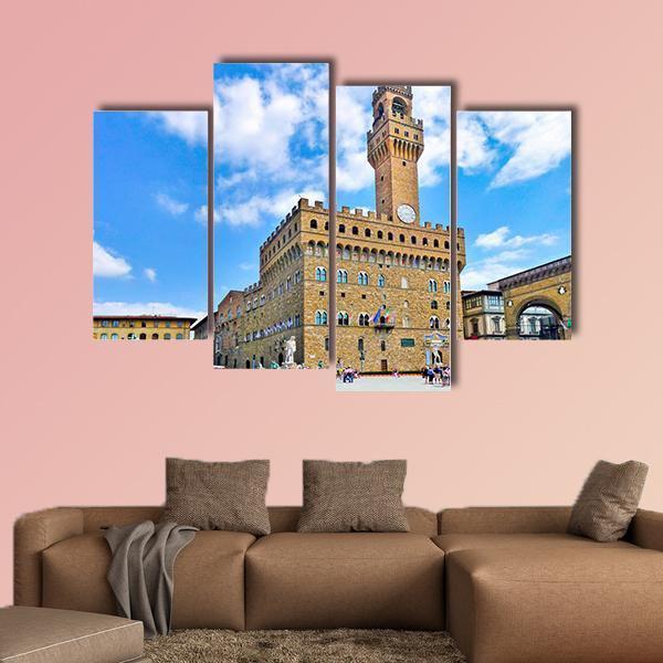 Piazza Della Signoria Canvas Wall Art-4 Pop-Gallery Wrap-50" x 32"-Tiaracle