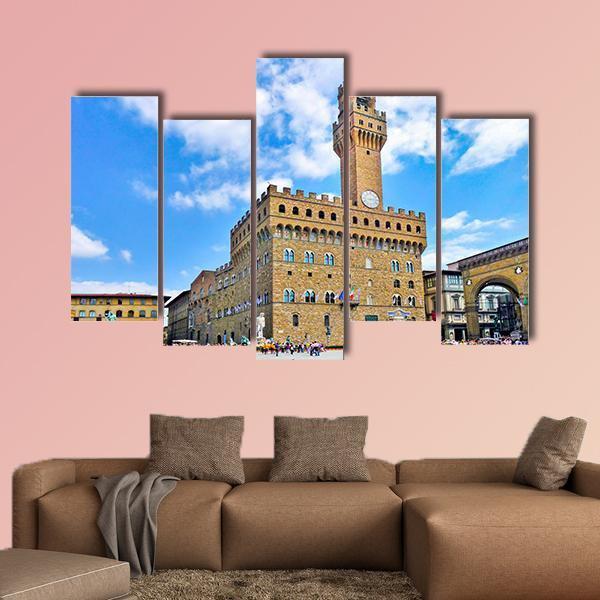 Piazza Della Signoria Canvas Wall Art-5 Pop-Gallery Wrap-47" x 32"-Tiaracle